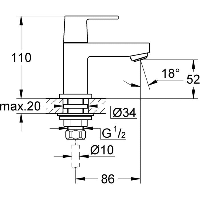 GROHE Eurocube robinet de toilette XS chromé 23137000