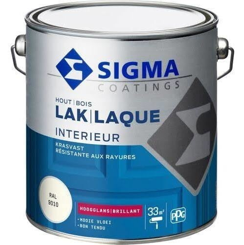 Sigma lak interieur hoogglans RAL 9010 2,5L