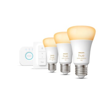 Philips Hue White Ambiance Starter Pack E27 avec 3 lampes, variateur + Bridge