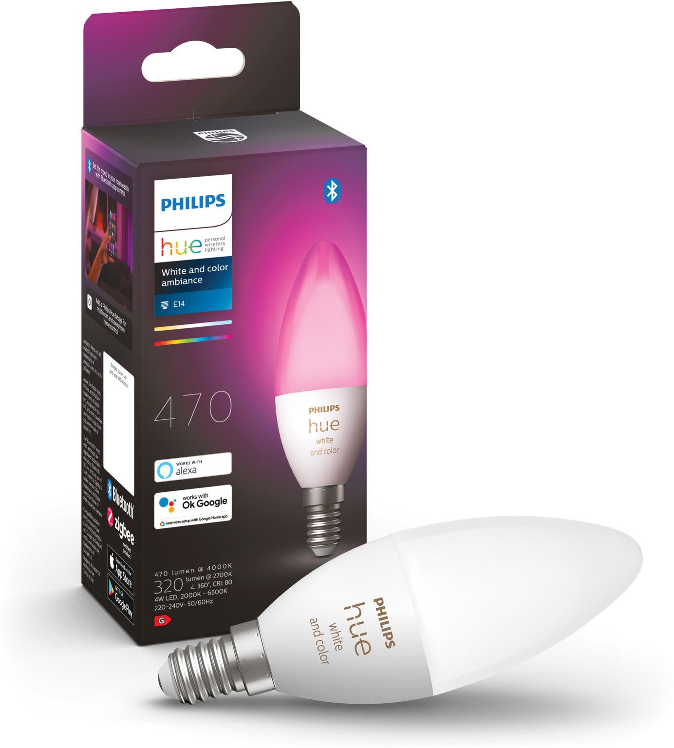 Lampe séparée Philips Hue White et Color E14 