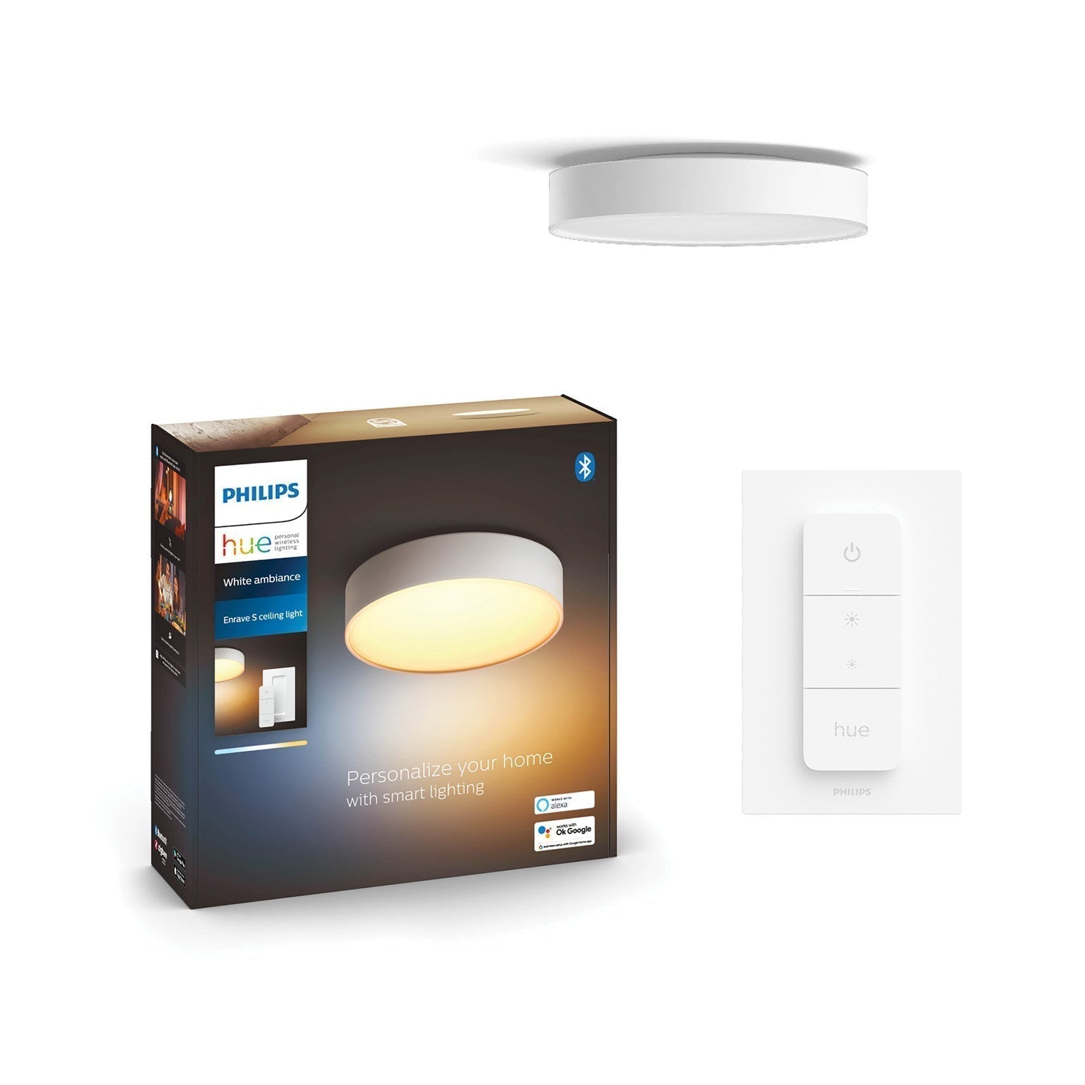 Plafonnier Philips Hue Enrave S Blanc Ambiance Blanc + Variateur 