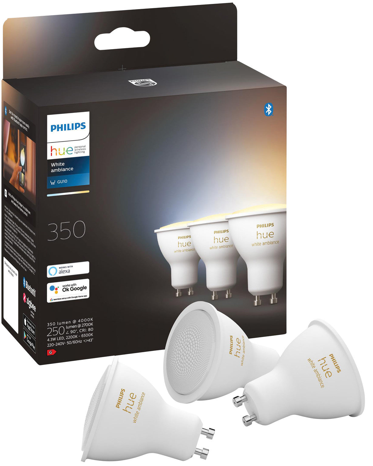 Philips Hue White Ambiance GU10 3-pack