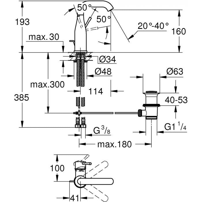 Grohe Essence M-Size Waschtischarmatur mit Hebel und Waschbecken Warm Sunset