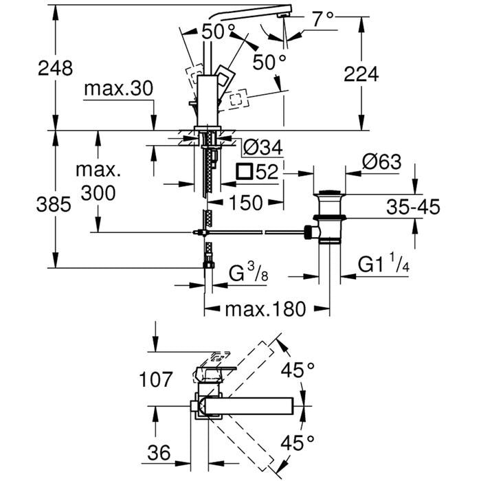 Grohe Eurocube Waschtischarmatur Hard Graphite Brushed