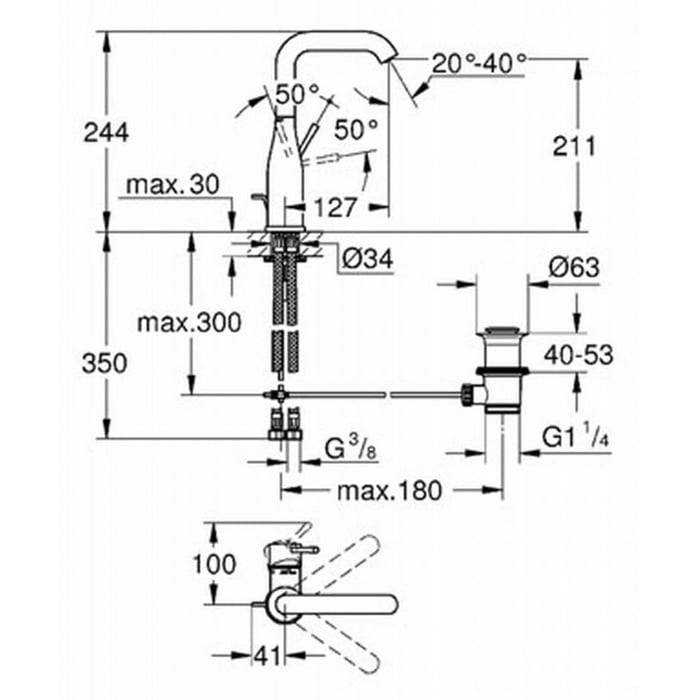 Grohe Essence Neue 1-Loch-Waschtischarmatur Supersteel