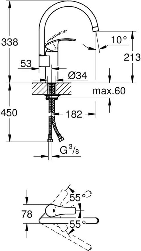 GROHE Eurosmart New Küchenarmatur – hoher schwenkbarer C-Auslauf – ohne ausziehbare Handbrause – Chrom – 33202002