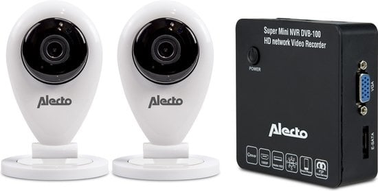 Alecto DVB-100 SET Set Super-Mini-Netzwerk-Videorecorder (NVR) und 2 WLAN-Kameras