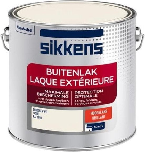 Sikkens buitenlak hoogglans RAL 9010 gebroken wit 2,5 liter