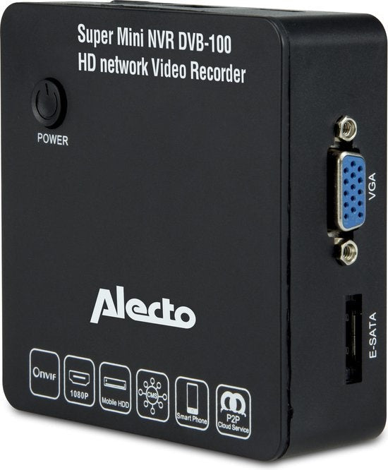 Alecto DVB-100 SET Set Super-Mini-Netzwerk-Videorecorder (NVR) und 2 WLAN-Kameras