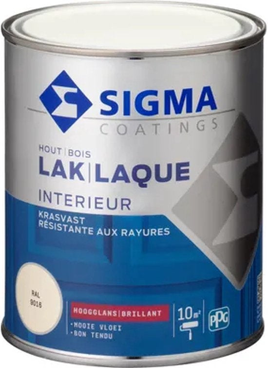 Sigma lak interieur 9016 verkeerswit hoogglans 750 ml