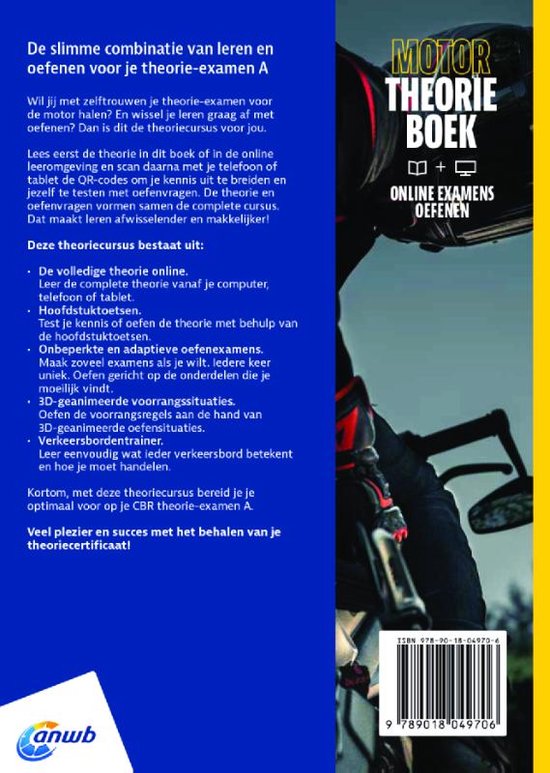 ANWB rijopleiding - Motor - Theorieboek+online examens oefenen Rijbewijs A