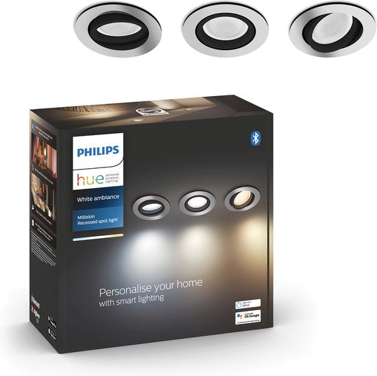 Philips Hue Milliskin inbouwspot White Ambiance rond Aluminium 3-pack