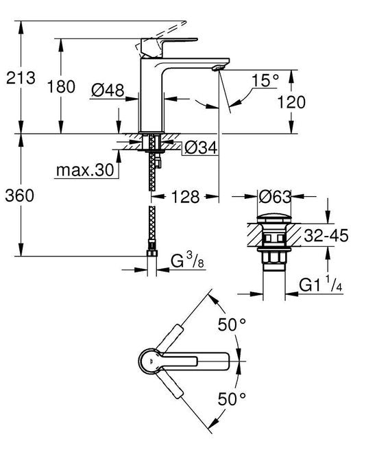 GROHE Lineare New Waschtischarmatur S – Niedriger Auslauf – Chrom – Wassersparend