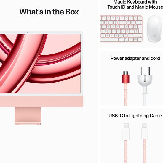 Apple iMac 24-inch (2023) - M3 8‑core CPU chip - 10‑core GPU - 256GB SSD - Roze - QWERTY