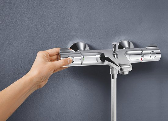 GROHE Grohtherm 800 Thermostatische Badkraan - 15 cm - Waterbesparend - Met omstelling - Inclusief koppelingen - Chroom