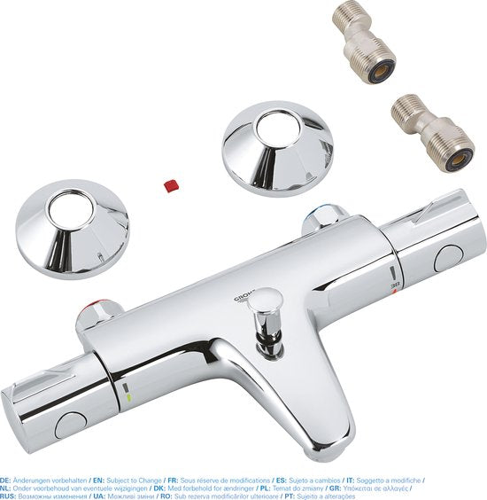 GROHE Grohtherm 800 Thermostatische Badkraan - 15 cm - Waterbesparend - Met omstelling - Inclusief koppelingen - Chroom