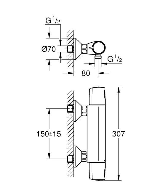 GROHE Precision Trend New Thermostatische Douchekraan - 15cm - CoolTouch - chroom