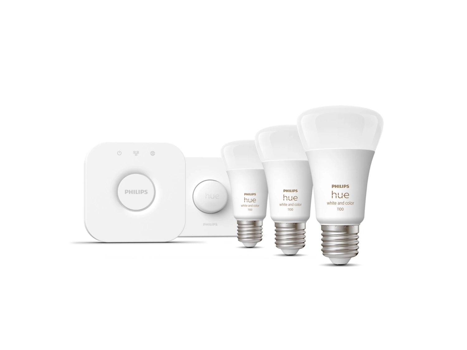 Philips Hue White and color ambiance Starterkit: 3 E27 slimme lampen (1100) + smart button