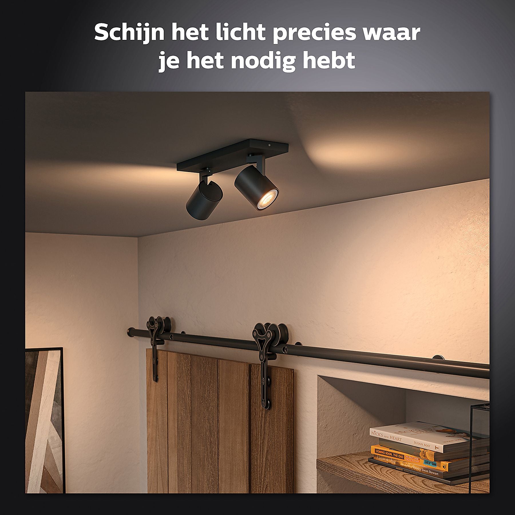 Philips Hue Runner 2-Spot opbouwspot White Ambiance Zwart + dimmer