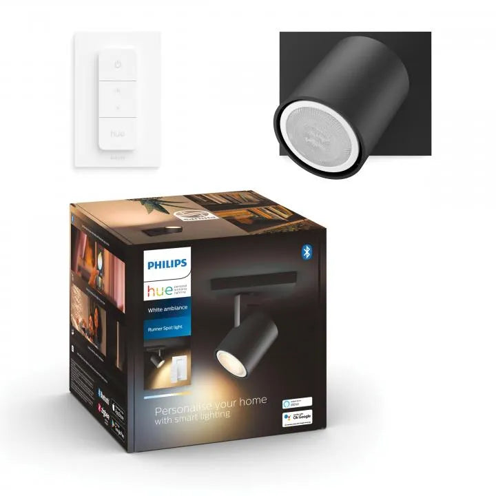 Philips Hue spot Runner 1-lichts zwart incl. Dimmer Switch