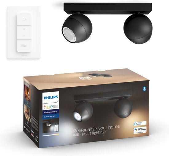 Spot en saillie Philips Hue Buckram 2 Spots Blanc Ambiance Noir 