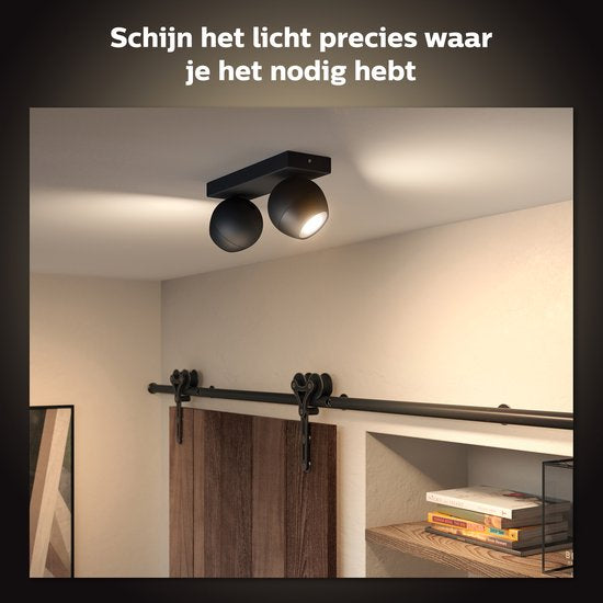 Philips Hue Buckram 2-Spot opbouwspot White Ambiance Zwart