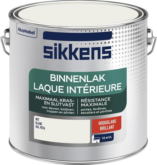 Sikkens binnenlak hoogglans RAL 9016 wit 2,5 liter