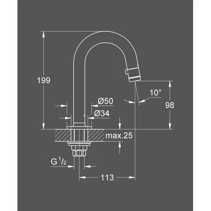 Grohe Universal toiletkraan C-uitloop hard graphite geborsteld