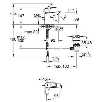 Mitigeur lavabo Grohe StartLoop monocommande chromé