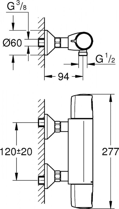 GROHE Precision Trend New Thermostat-Duscharmatur – 12 cm