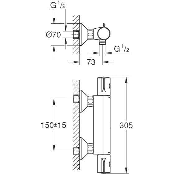 Grohe Grohtherm 800 mitigeur thermostatique de douche chromé