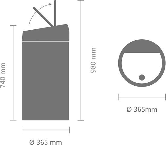 Brabantia Touch Bin Abfalltrennbehälter – 2 x 20 Liter – Platin mit fingerabdrucksicherem Deckel