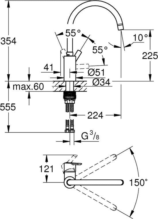 Grohe Keukenmengkraan Feel Chroom