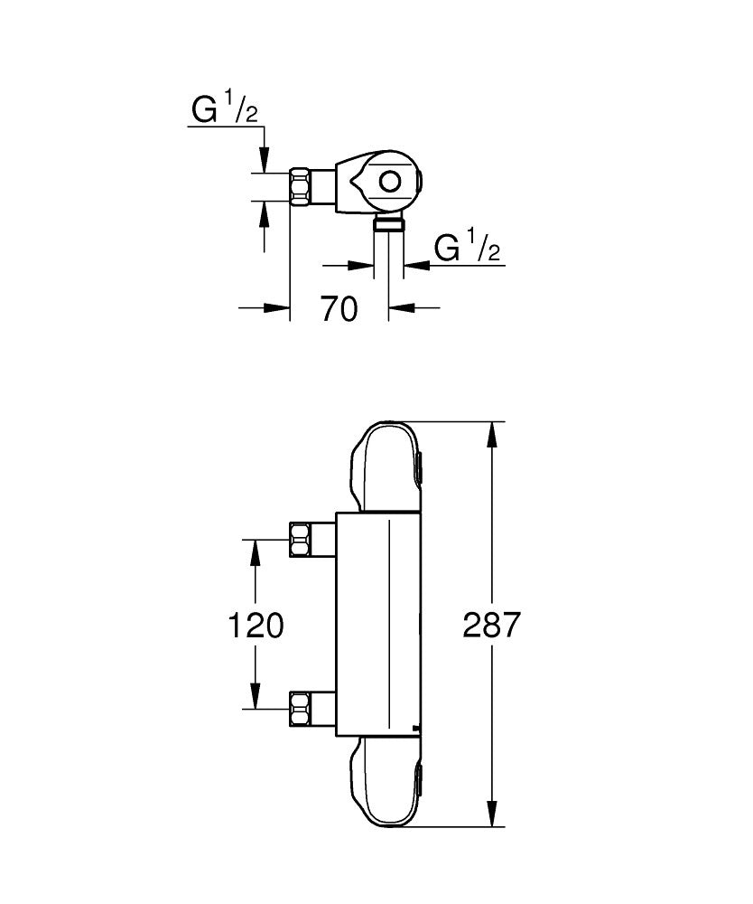 Grohe Grohtherm 1000 thermostatique de douche entraxe=12cm sans raccords chromé