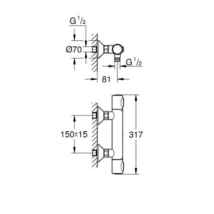 Grohe Precision Flow Thermostat-Duscharmatur