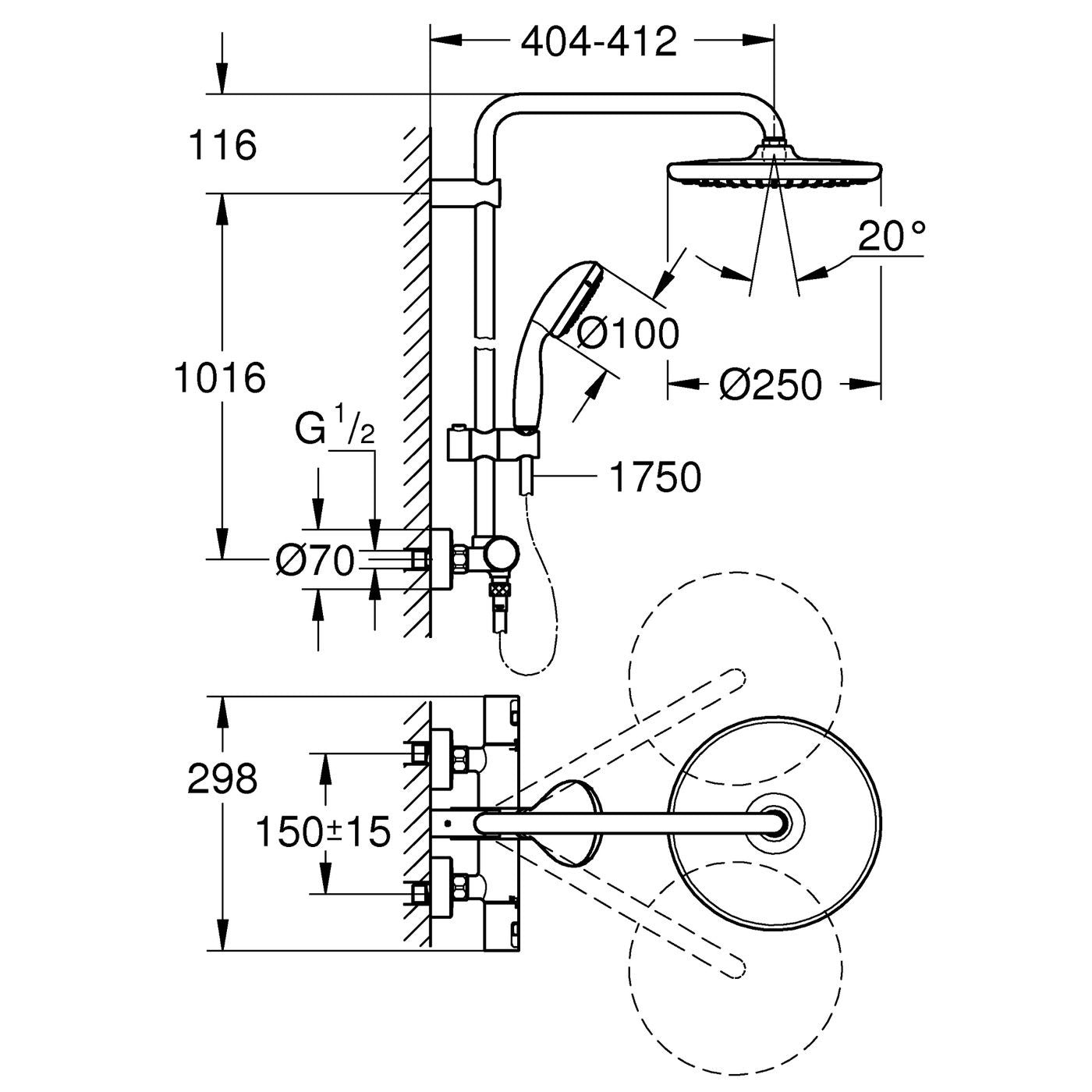 Système de douche Grohe Vitalio Start 250