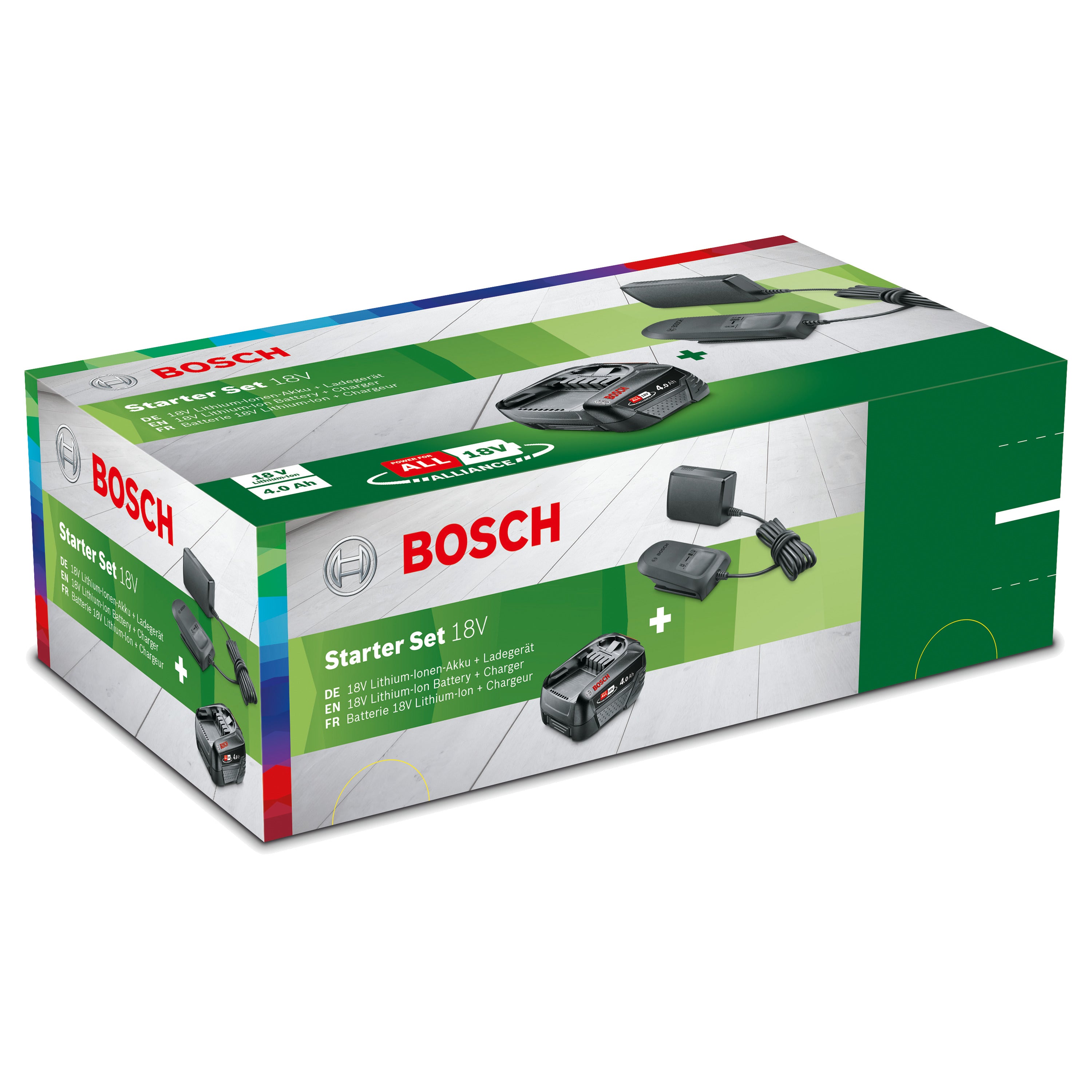 Batterie Bosch Li-Ion 18V Kit de démarrage (1x4,0Ah) + Chargeur 