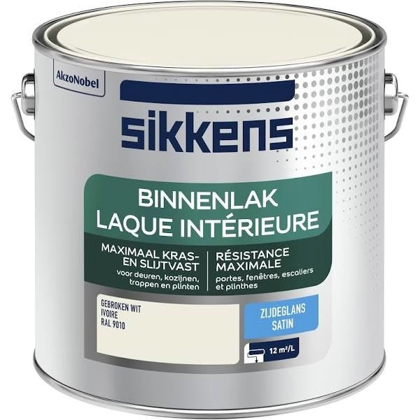 Peinture intérieure Sikkens satiné brillant RAL 9010 2,5L