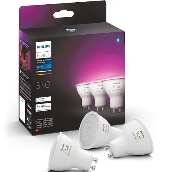 Philips Hue Blanc et Couleur GU10, pack de 3