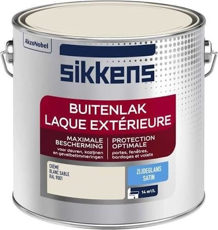 Sikkens buitenlak hoogglans RAL 9001 crème wit 2,5 liter